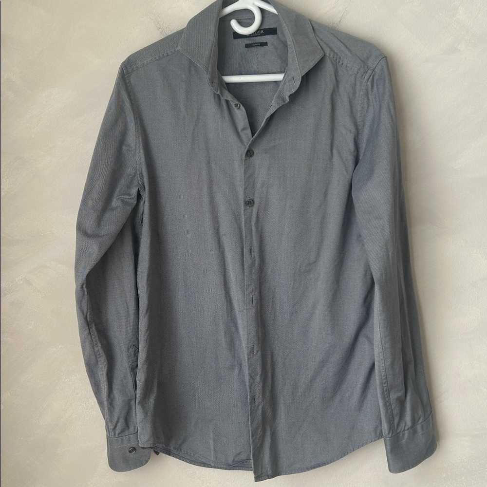 Tiger of Sweden button down shirt Steel 8 grey pinstripe cotton size 41 medium